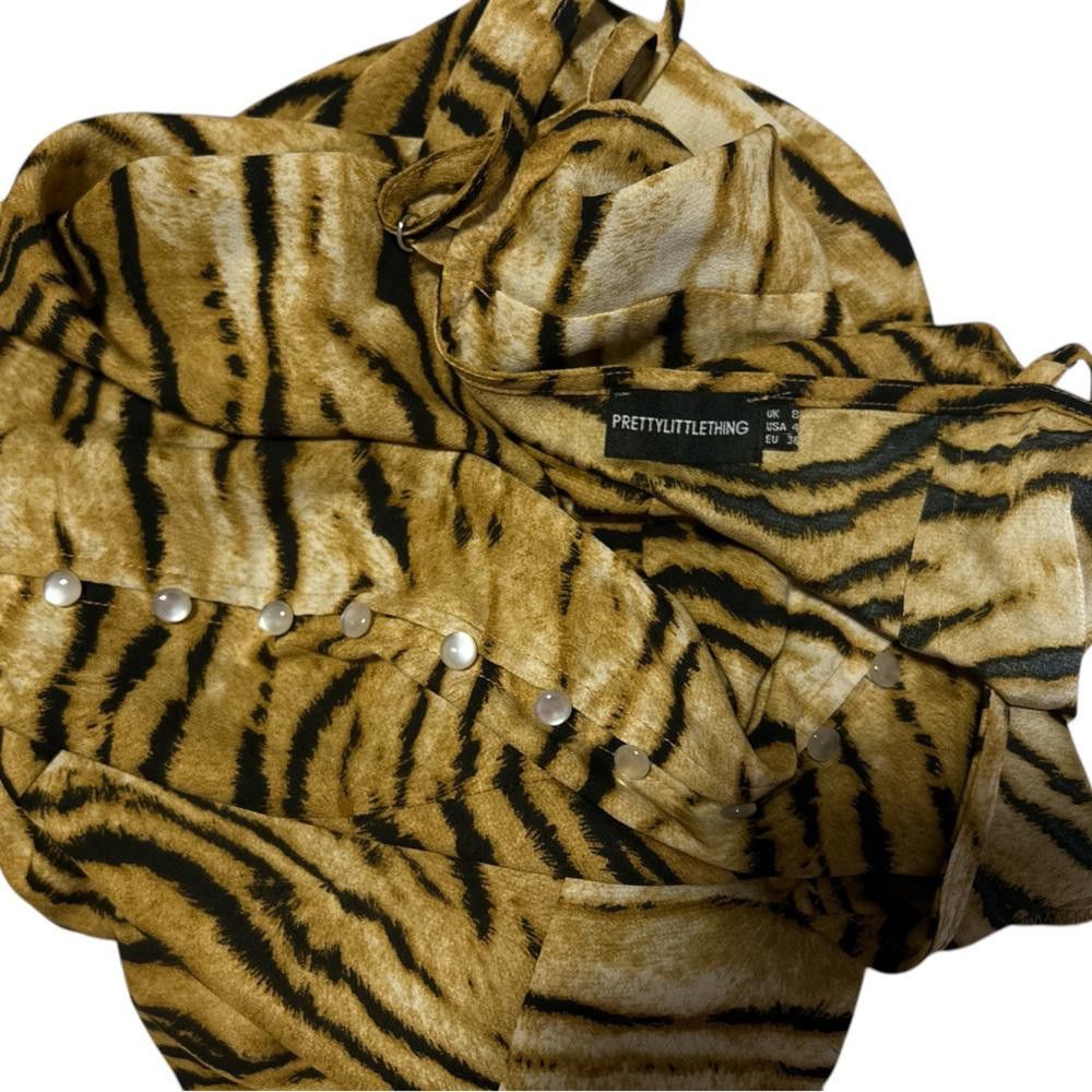 Designer PrettyLittleThing Tiger Print Midi Slip Dress Size S / US 4 / IT 40 - 4 Thumbnail