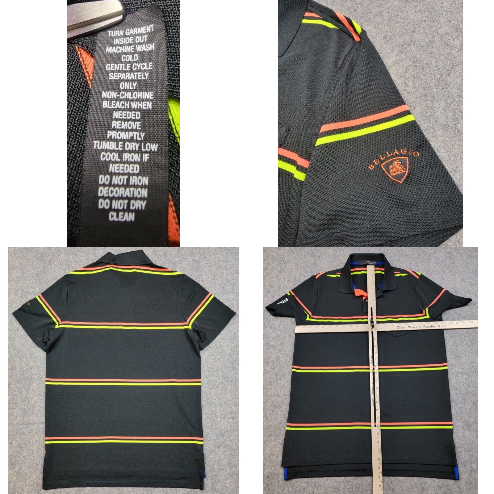RLX Ralph Lauren RLX Ralph Lauren Golf Polo Shirt Mens Medium Black Neon Stripe Short Sleeve Polo Size US M / EU 48-50 / 2 - 8 Thumbnail