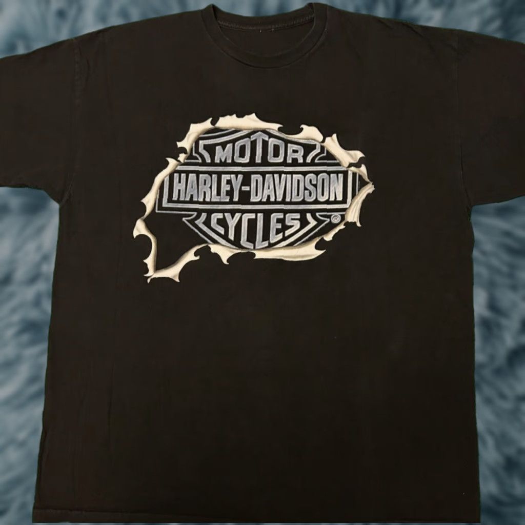 Harley Davidson VINTAGE Harley-Davidson T-Shirt XL Black 90s Y2K Biker Logo Shirt Mens Size US XL / EU 56 / 4 - 1 Thumbnail
