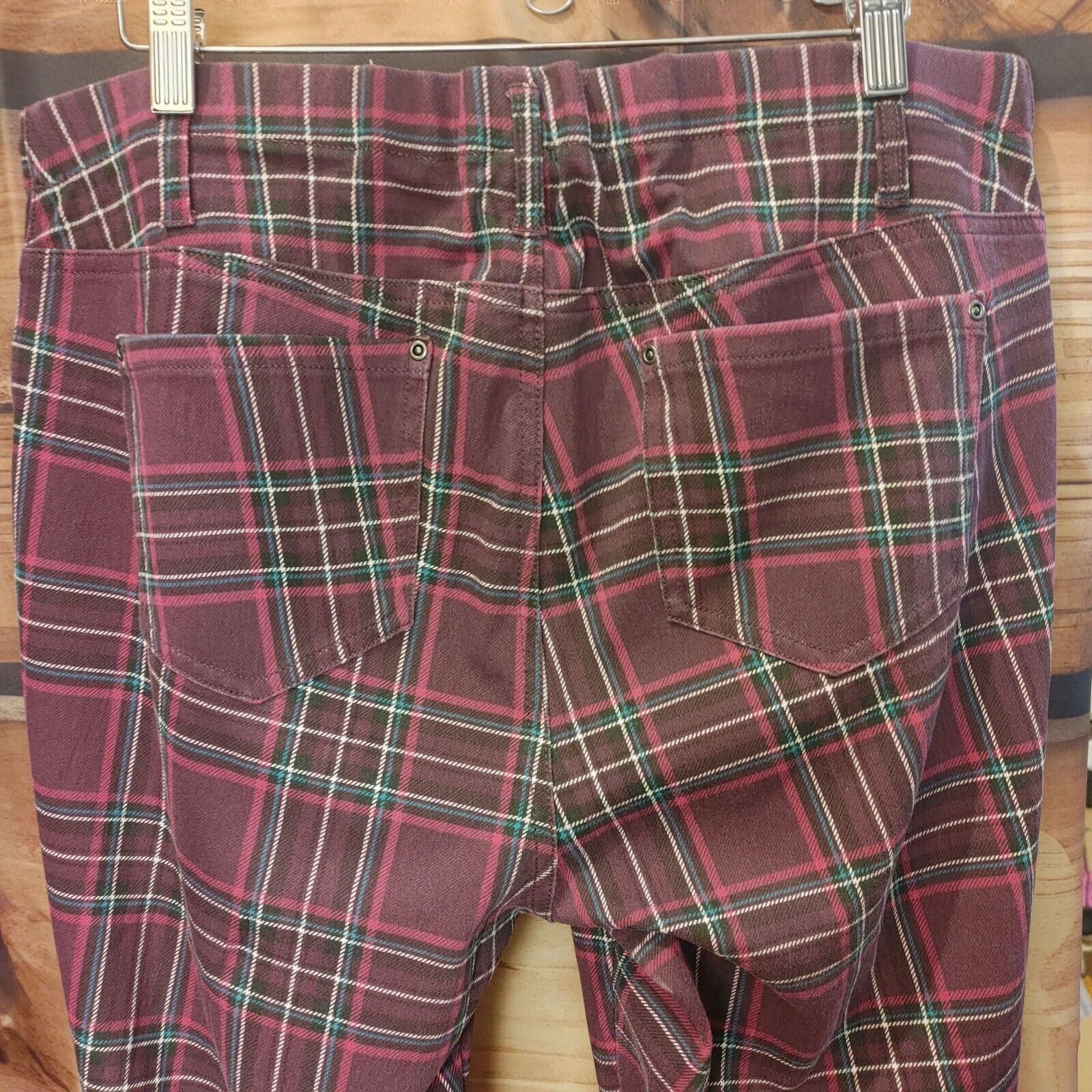 Other Terra & Sky Women's Red Plaid Plus Size Cotton Pants 1x 16w- Size 38" / US 16 / IT 52 - 2 Thumbnail
