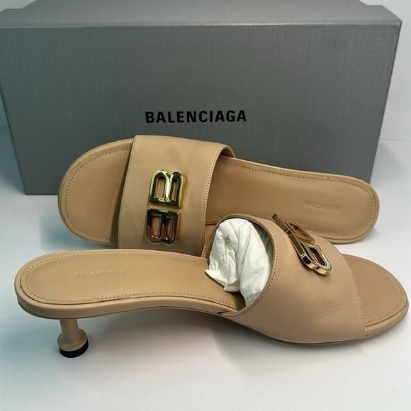 Balenciaga 💯- New Authentic Balenciaga Beige Groupie Leather Heels Size US 9 / IT 39 - 9 Thumbnail