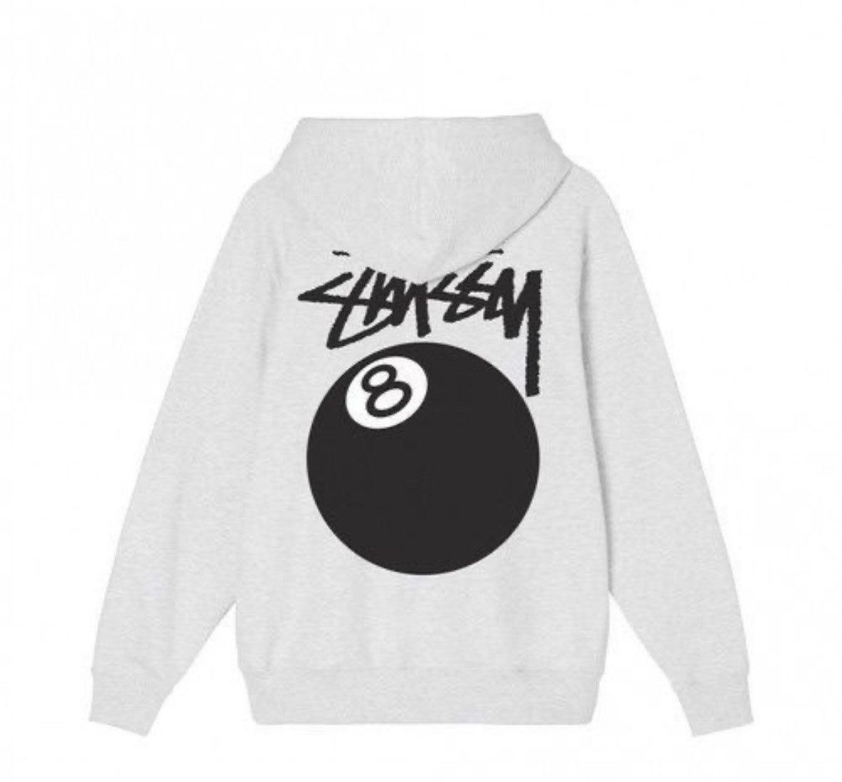 Stussy 8 Ball Ash Heather Gray Pullover Hoodie XL NWT/Bag