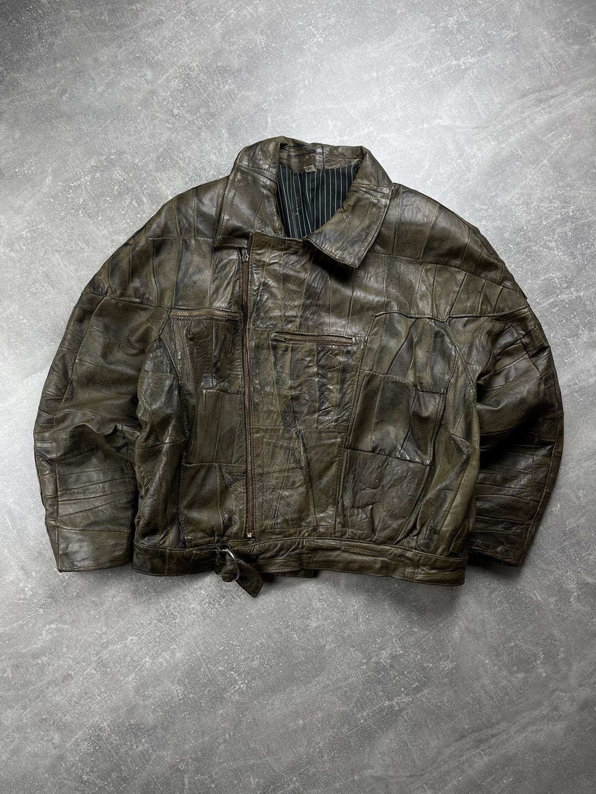 Genuine Leather Vintage Patchwork Avant Garde Genuine Leather Jacket Brown Size US L / EU 52-54 / 3 - 2 Thumbnail