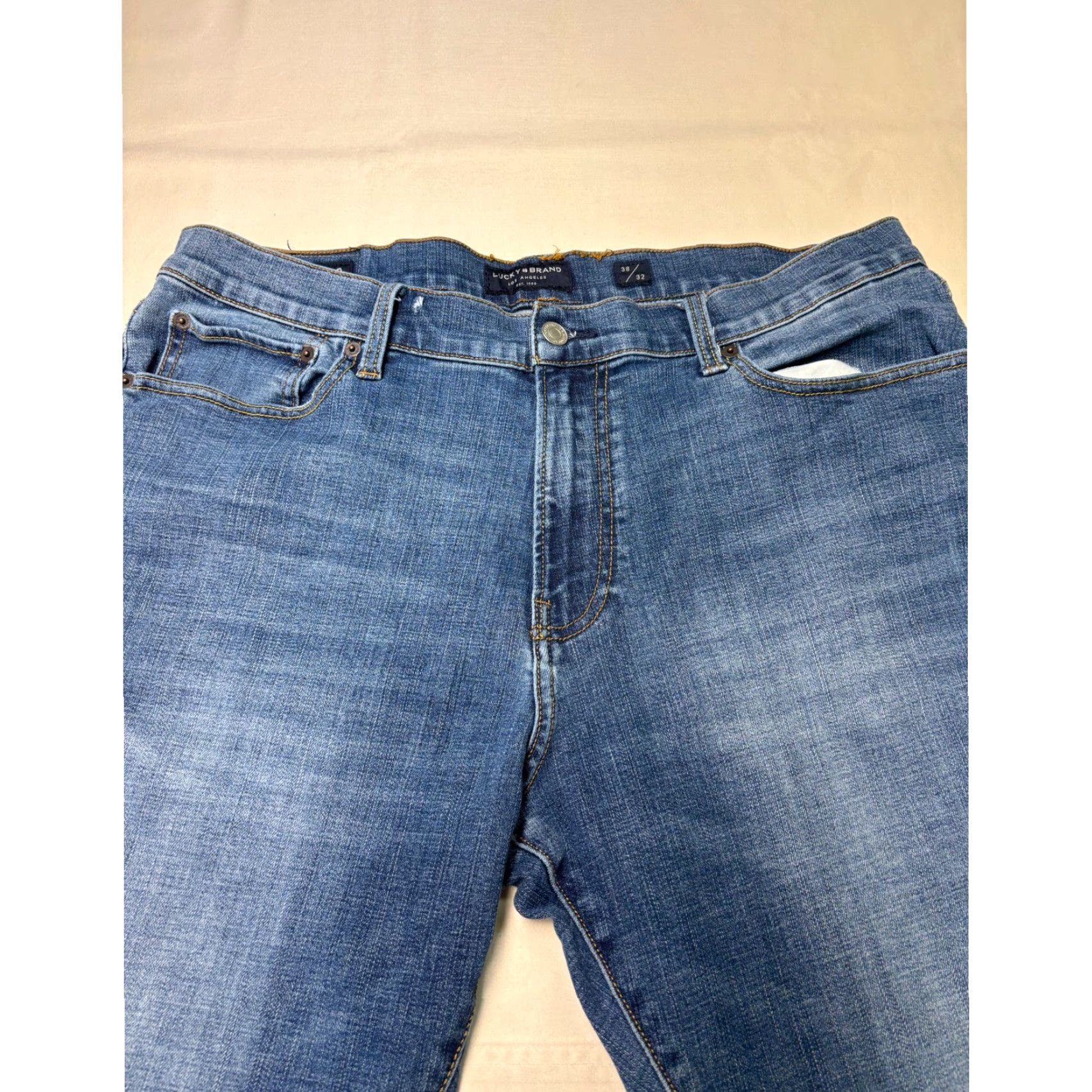 Lucky Brand Lucky Brand 410 Athletic Slim Jeans Mens 38x27 Blue Stretch Denim Medium Wash Straight 5-Pocket Modern Tailored Comfort Leather Patch Mens Size US 38 / EU 54 - 2 Thumbnail