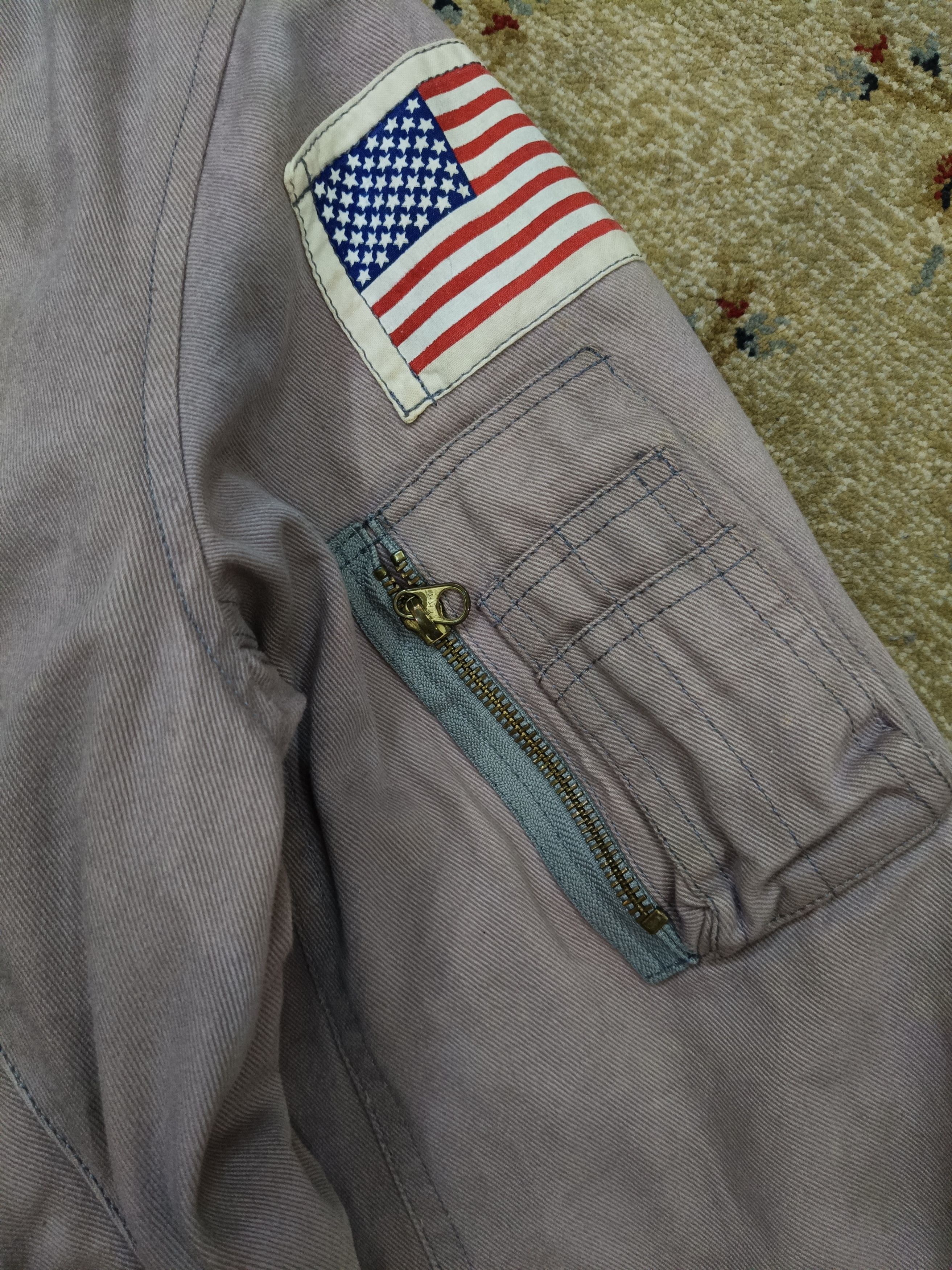 Karl Helmut × Pink House × Vintage Vintage Pink House Denim Bomber With USA Flag Size US M / EU 48-50 / 2 - 3 Thumbnail