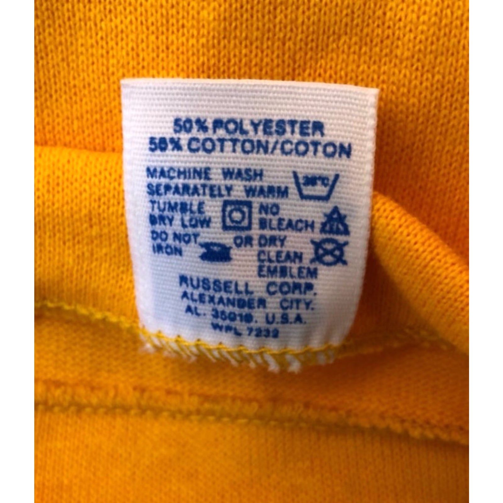 Russell Athletic VINTAGE Russell Athletic Football Shirt Mens Large 90s Deadstock NWOT USA Yellow 3/4 Sleeve V-Neck Cotton Blend 90s Mens Shirt Size US L / EU 52-54 / 3 - 3 Thumbnail