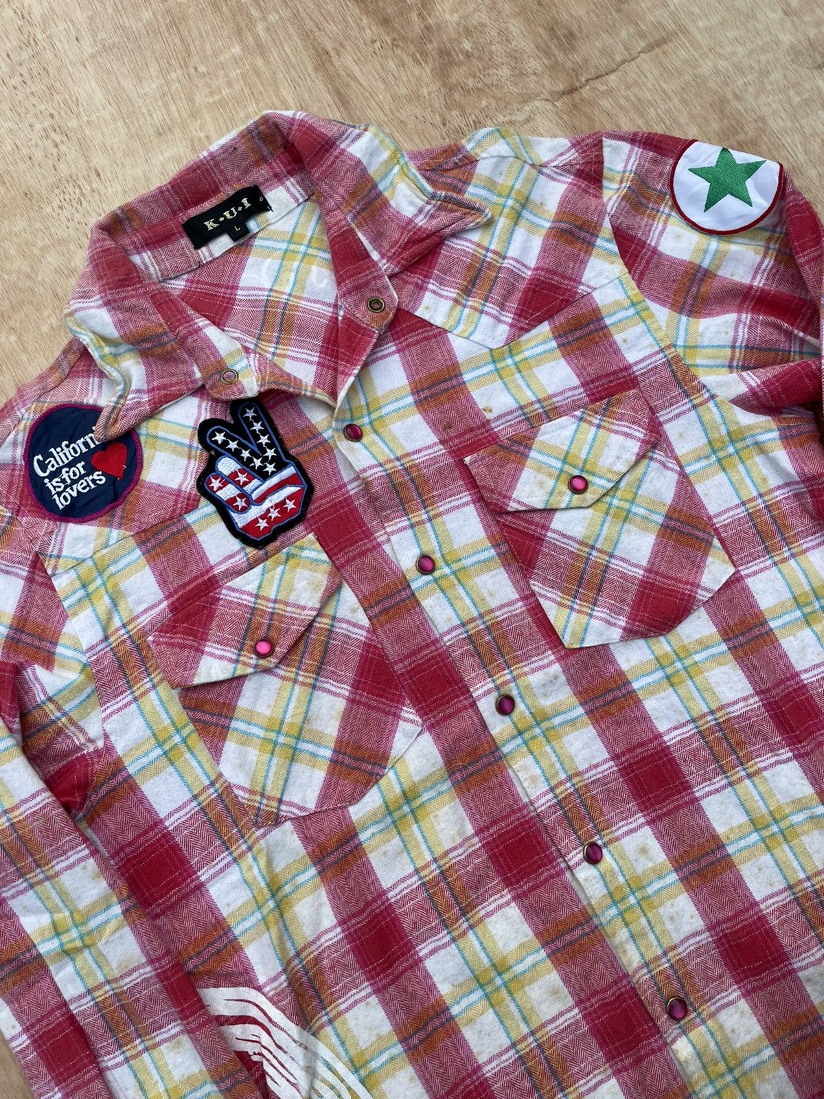 Hysteric Glamour × Japanese Brand Y2k K.U.I Patchwork shirt Size US L / EU 52-54 / 3 - 2 Thumbnail
