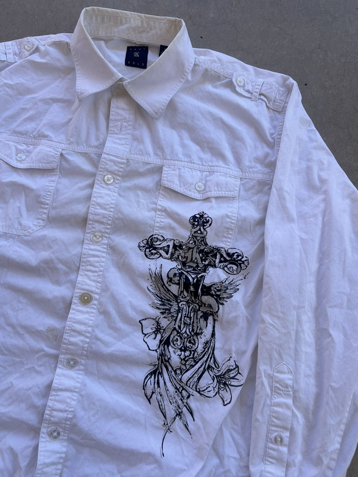 Affliction × Eighty Eight × Vintage Y2K MMA Affliction Style Button Down Shirt Size US XL / EU 56 / 4 - 2 Thumbnail