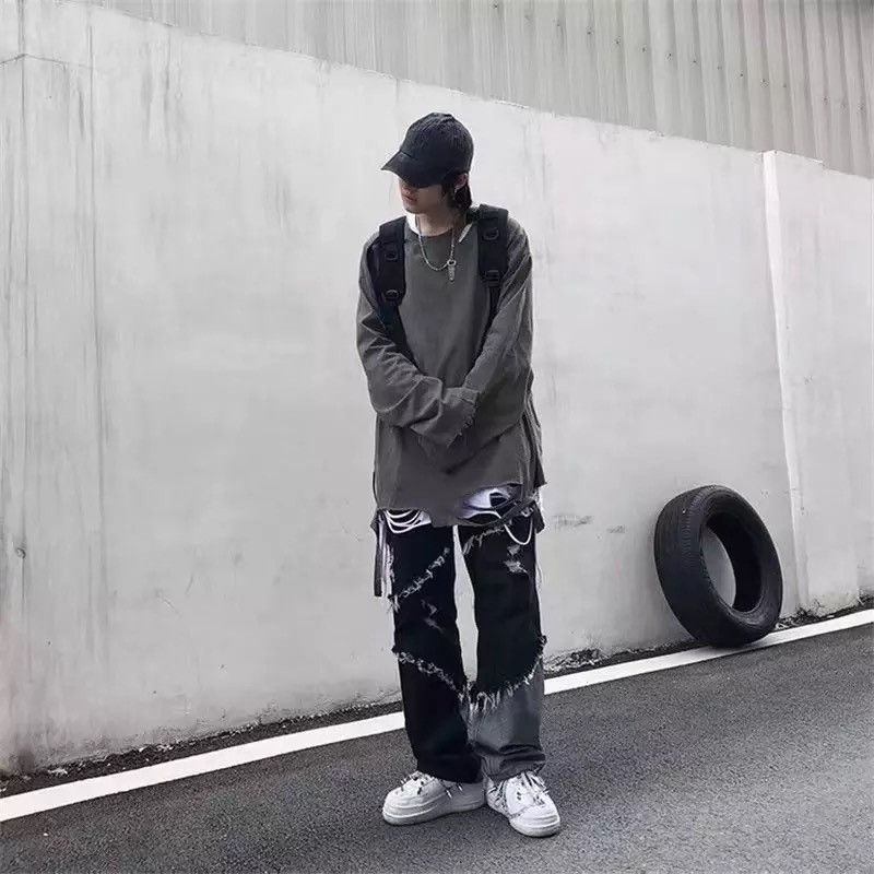 Japanese Brand × Jean Baggy Distressed patchwork jeans denim y2k vintage Size US 32 / EU 48 - 4 Thumbnail