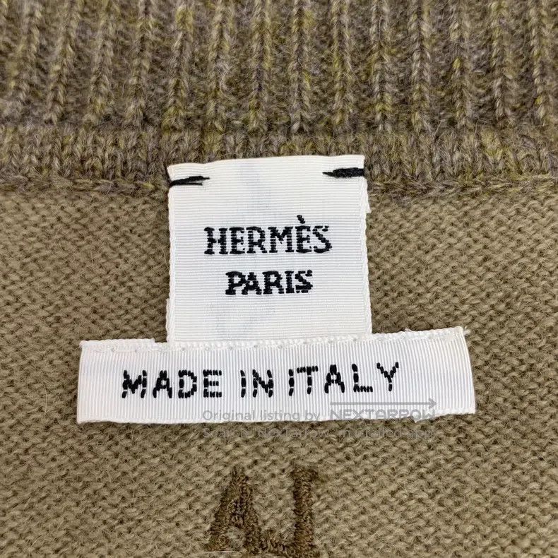 Hermes Hermes Dark brown pattern intarsia cashmere round neck lon Size XS / US 0-2 / IT 36-38 - 5 Thumbnail