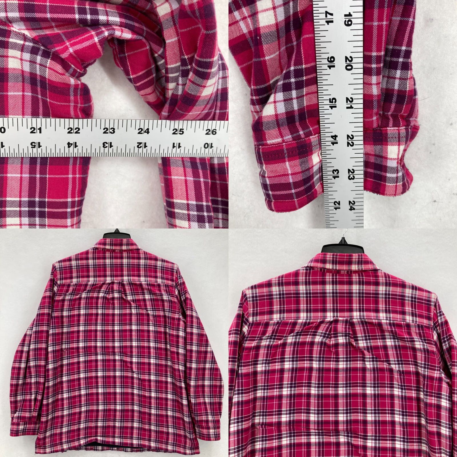 Vintage L.L. Bean Fleece Lined Shirt Jacket Shacket Women's Medium Pink Plaid Chore Camp Size M / US 6-8 / IT 42-44 - 9 Thumbnail