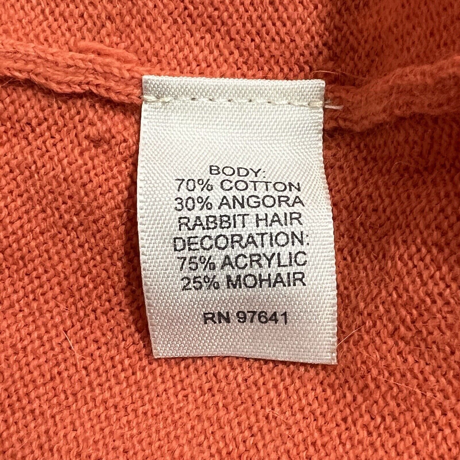 J. Jill J. Jill Angora Rabbit Hair Blend V-Neck Lace Orange Sweater Size M / US 6-8 / IT 42-44 - 4 Thumbnail
