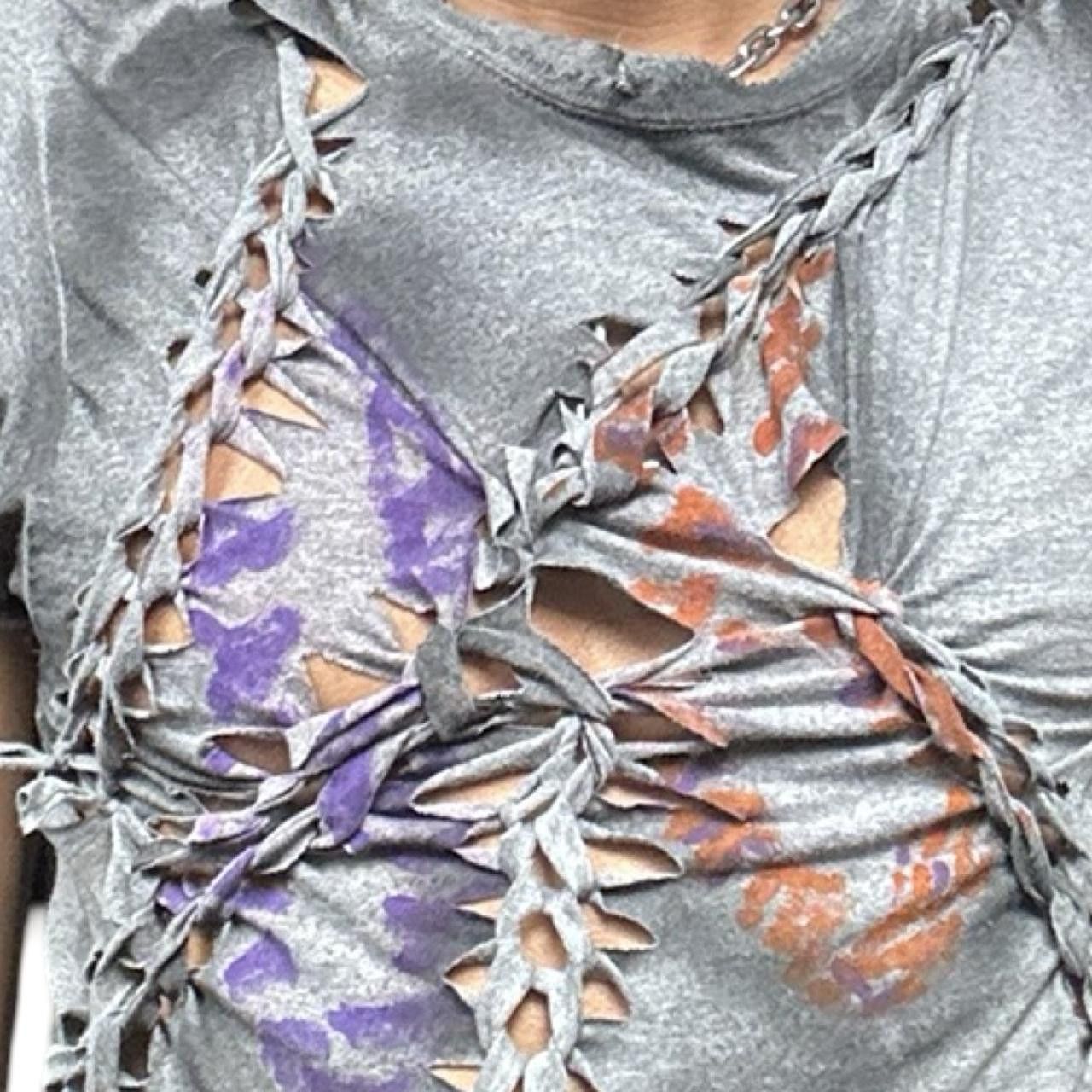 Other ASTROBOI* Abstract Printed Braided Gray T-Shirt - Large Size US L / EU 52-54 / 3 - 3 Thumbnail