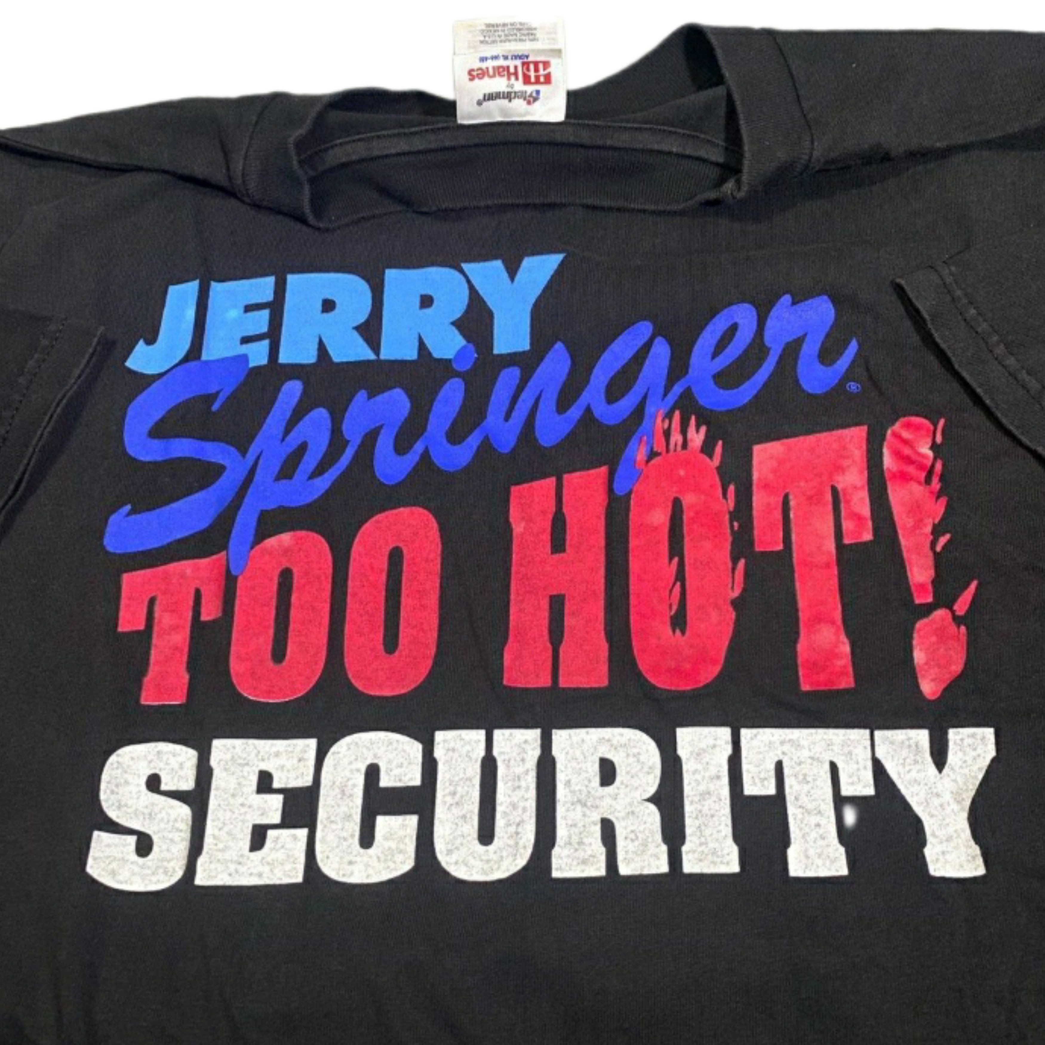 Vintage Vintage 90s Jerry Springer Show Too Hot Security Promo Tee Size US XL / EU 56 / 4 - 5 Thumbnail