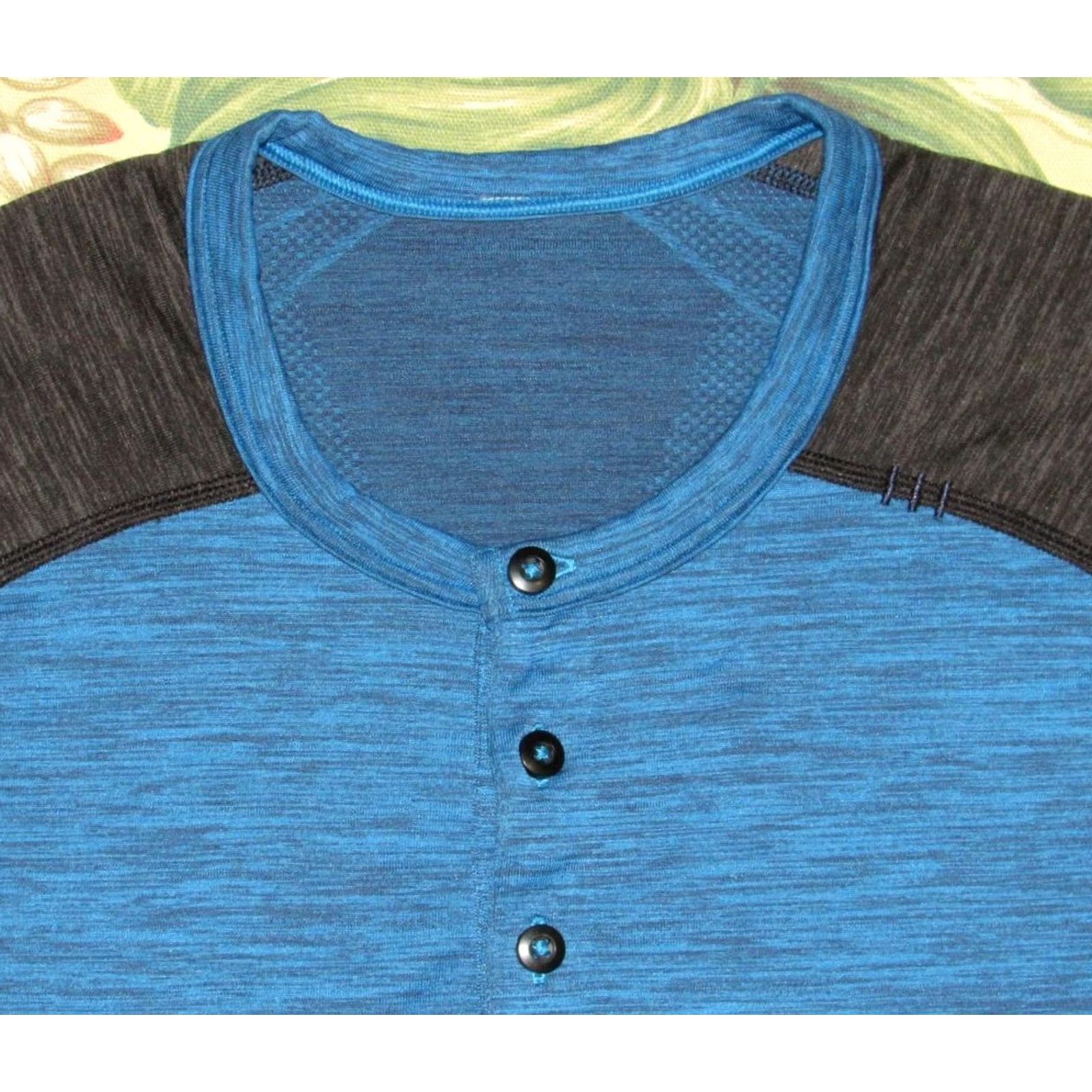 Lululemon LULULEMON Blue Grey Long Sleeve Henley Tech Shirt M Size US M / EU 48-50 / 2 - 2 Thumbnail