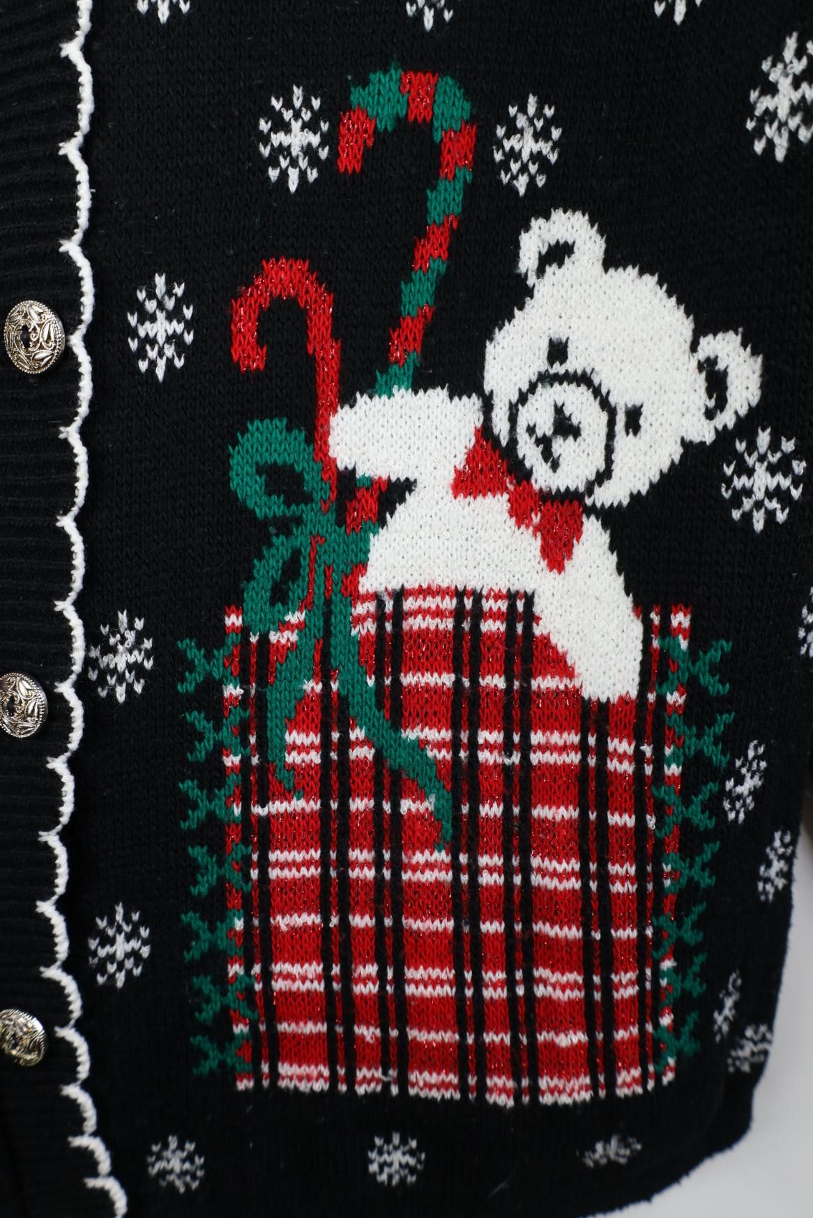Vintage Vintage 90s Christmas Bear Present Knit Cardigan Sweater USA Size L / US 10 / IT 46 - 5 Thumbnail