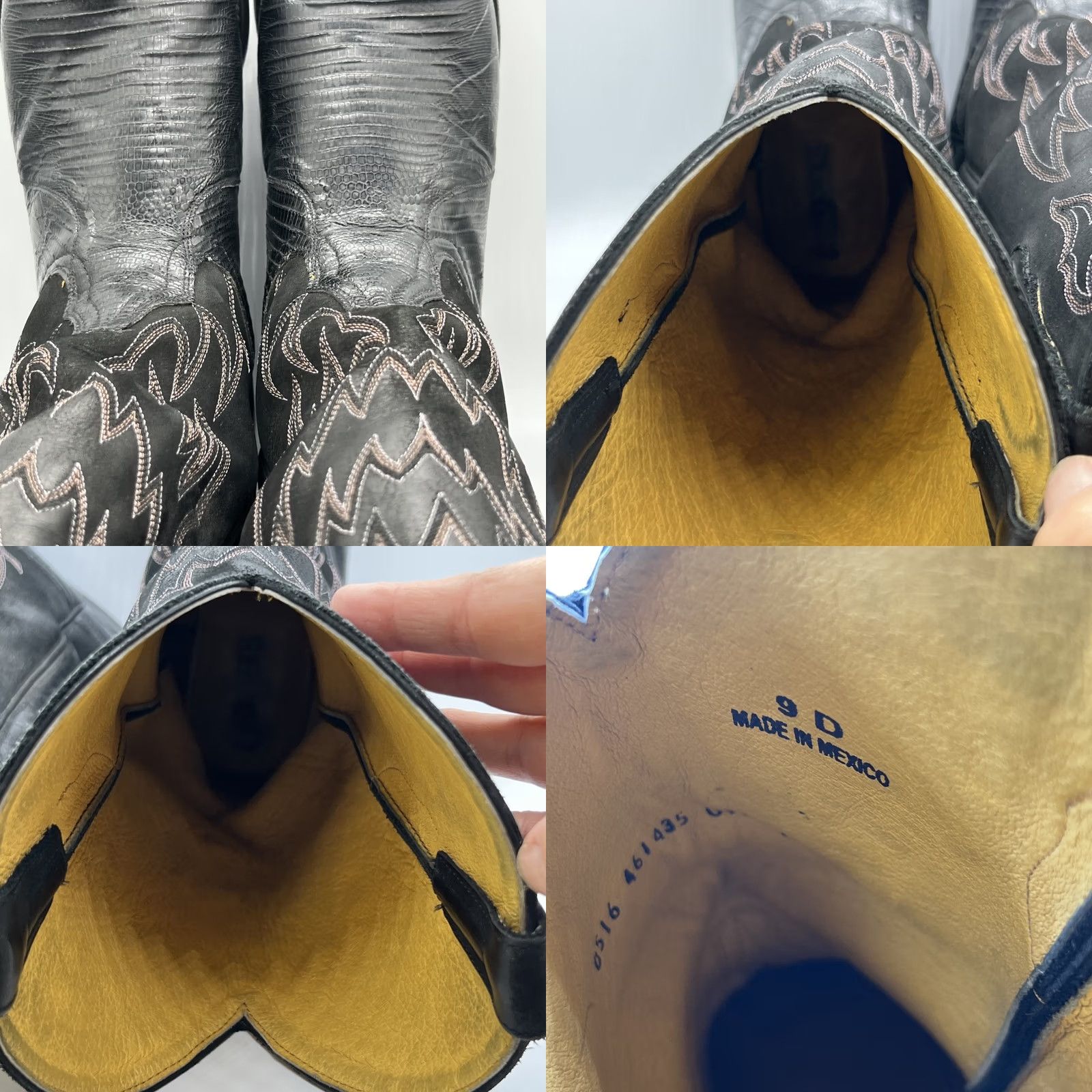 Vintage Cavender’s Teju Lizard Cowboy Boots Mens 9 D Black Exotic Western Round Toe USA Size US 9 / EU 42 - 8 Thumbnail