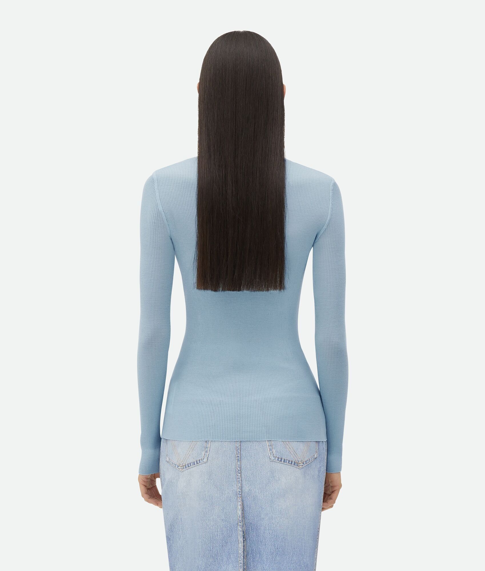 Bottega Veneta o1n1vont1224 Light Wool Sweater in Light Blue Size L / US 10 / IT 46 - 3 Thumbnail