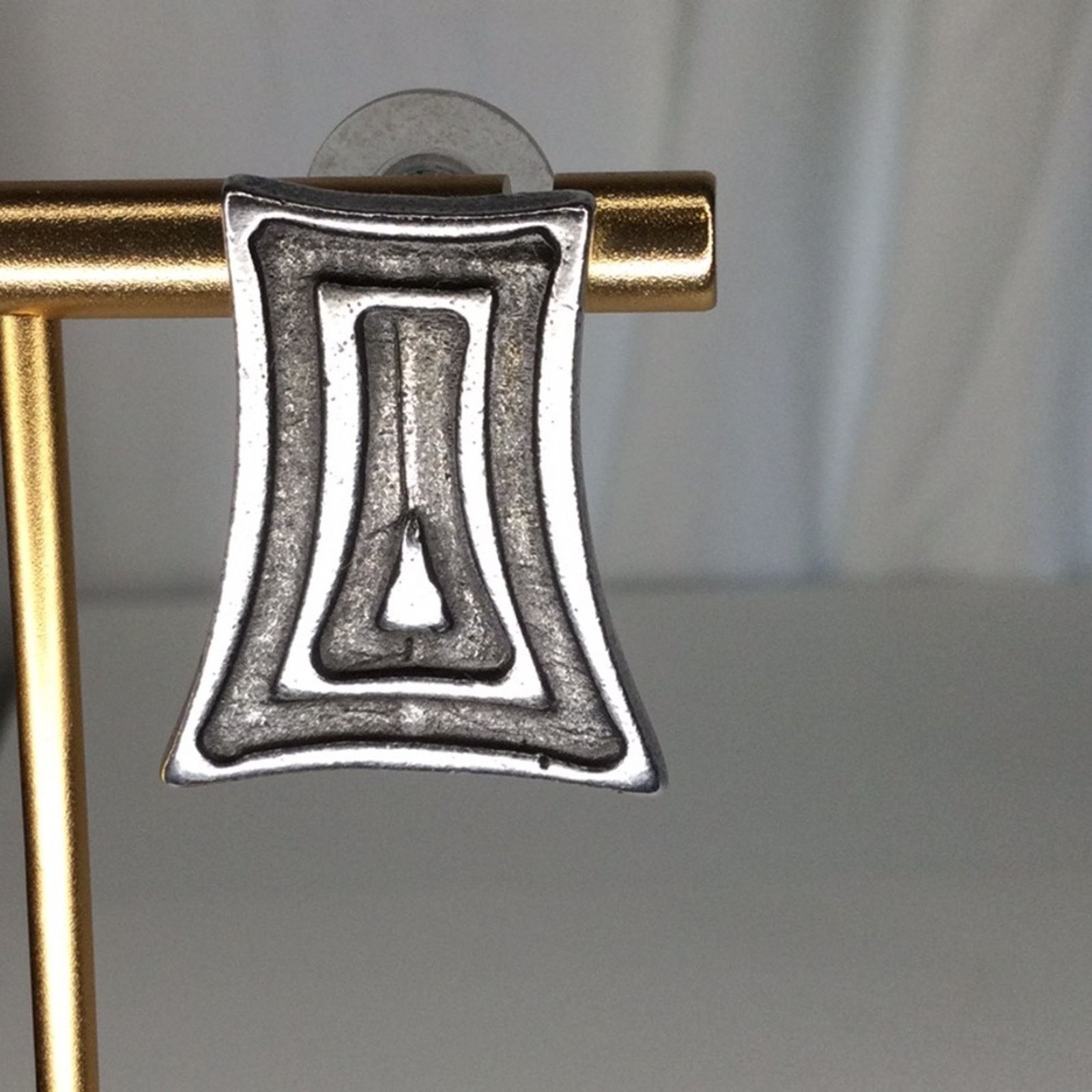 Other Silver & Black Geometric Trapezoid Push Back 1980's Earrings Size ONE SIZE - 8 Thumbnail