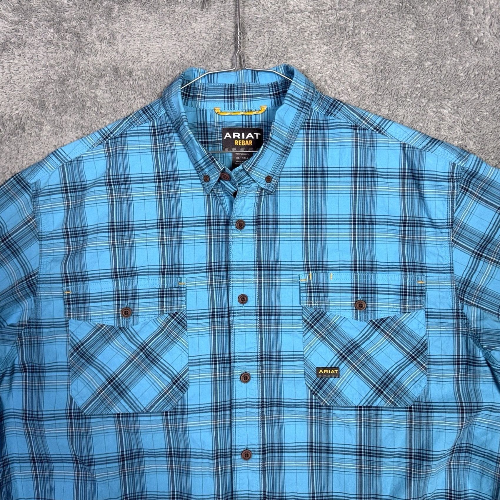 Ariat Ariat Rebar Shirt Mens XLT Tall Plaid Short Sleeve Durastretch Workwear Utility Shirt Size US XL / EU 56 / 4 - 3 Thumbnail