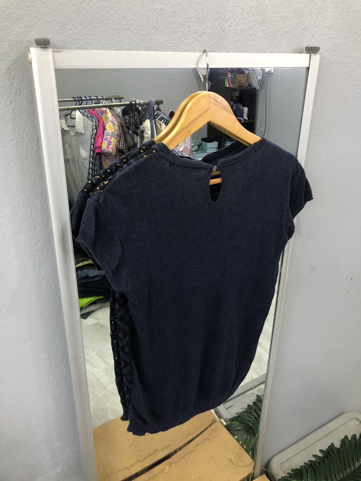 Japanese Brand Beauty & Youth Lace Knit Navy Top Size XS / US 0-2 / IT 36-38 - 8 Thumbnail