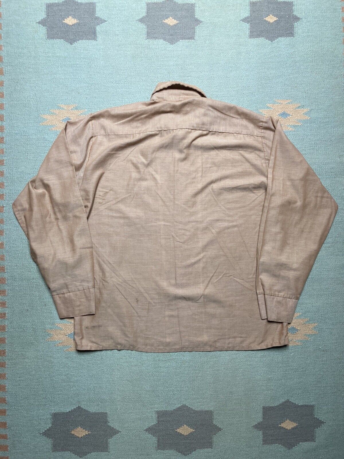 Vintage 70s button shirt Kmart dagger collar lightweight tan large Size US L / EU 52-54 / 3 - 10 Thumbnail