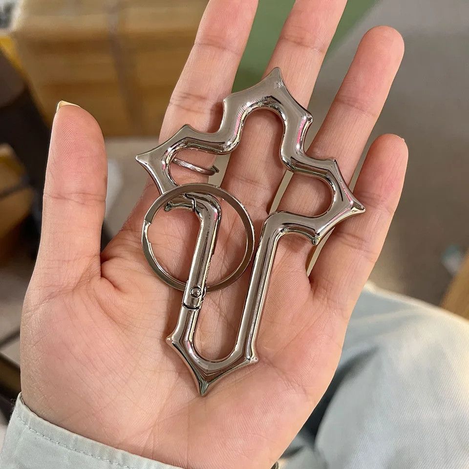 Jewelry Y2K Cross Carabiner Keychain Religious Crucifix Grunge Clip Size ONE SIZE - 2 Thumbnail