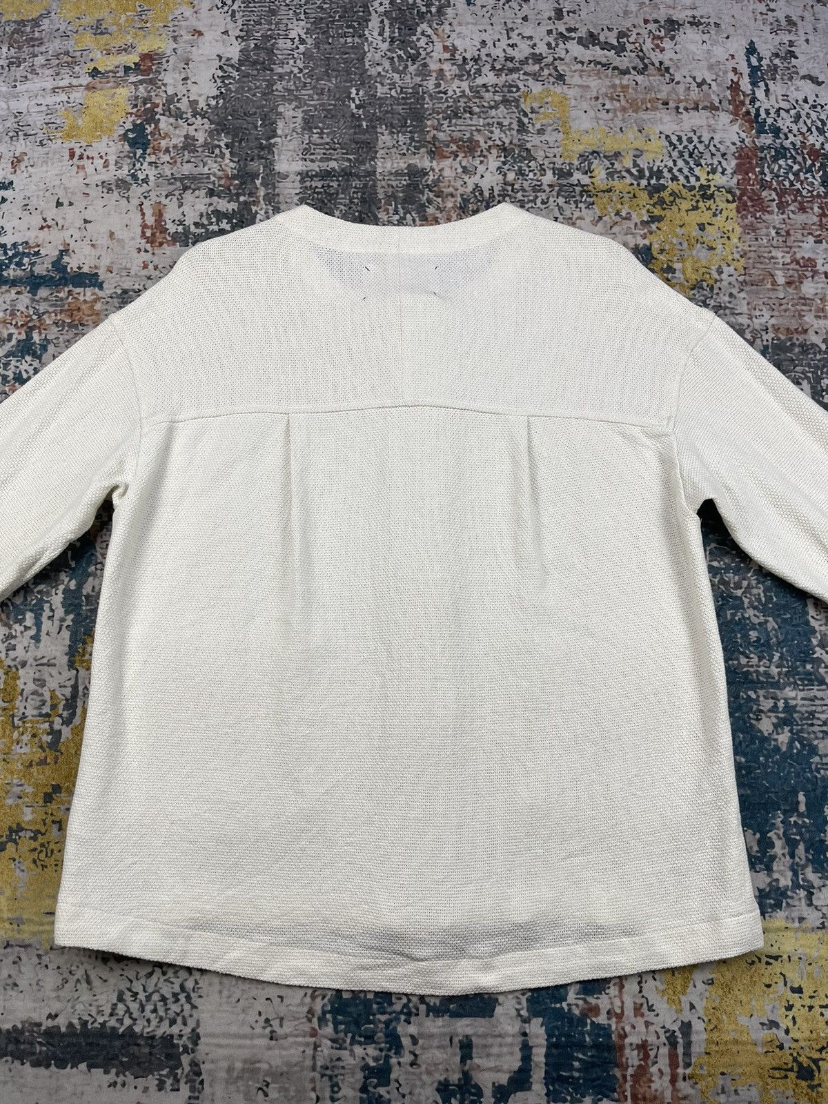 Comme Ca Ism Japanese Onigiri Cream Collarless Knitted Jackets Size ONE SIZE - 4 Thumbnail