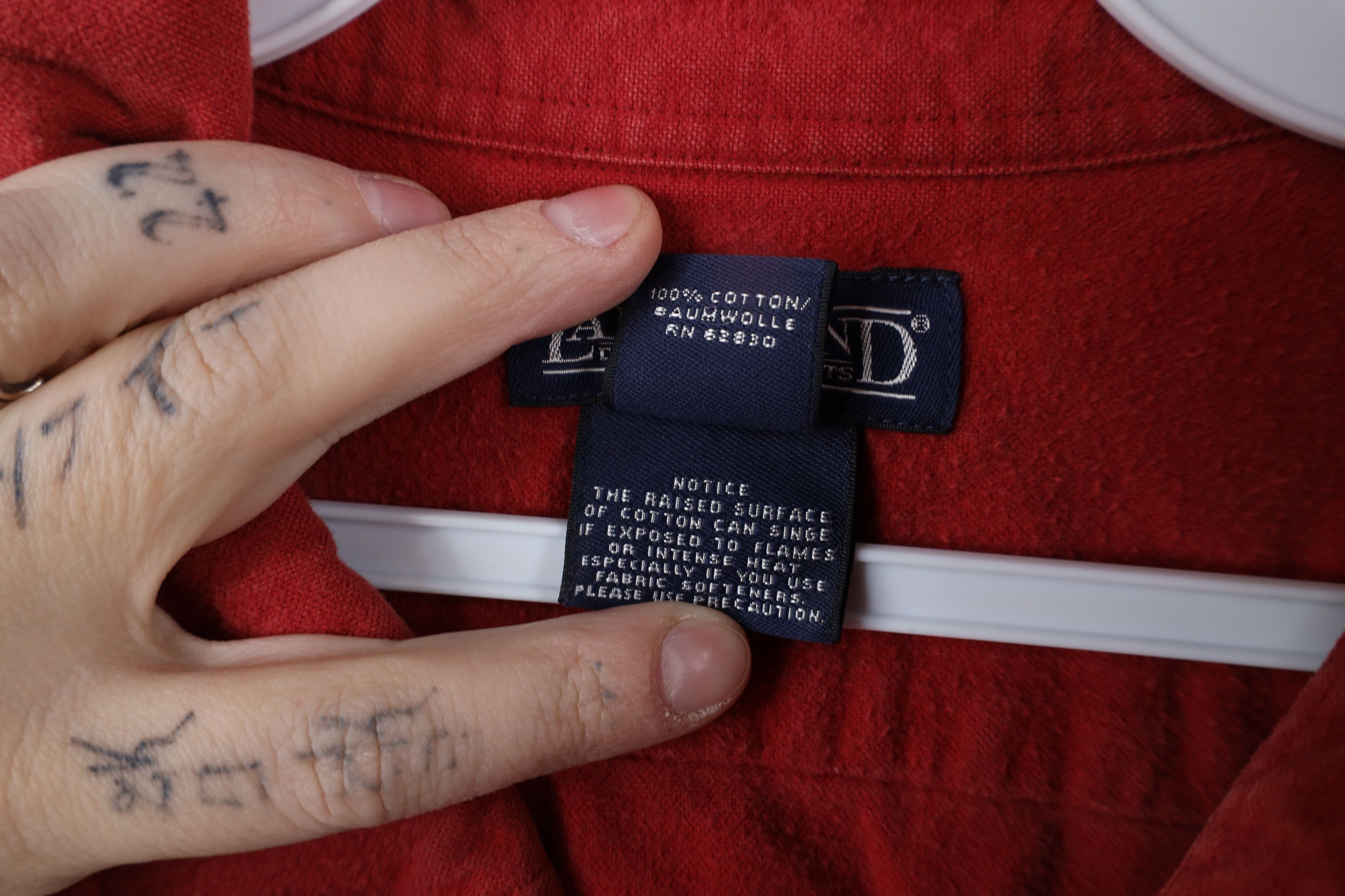 Lands' End × Vintage Vintage 90s Lands End Chamois Cloth Button Down Shirt Red Size US XL / EU 56 / 4 - 11 Thumbnail