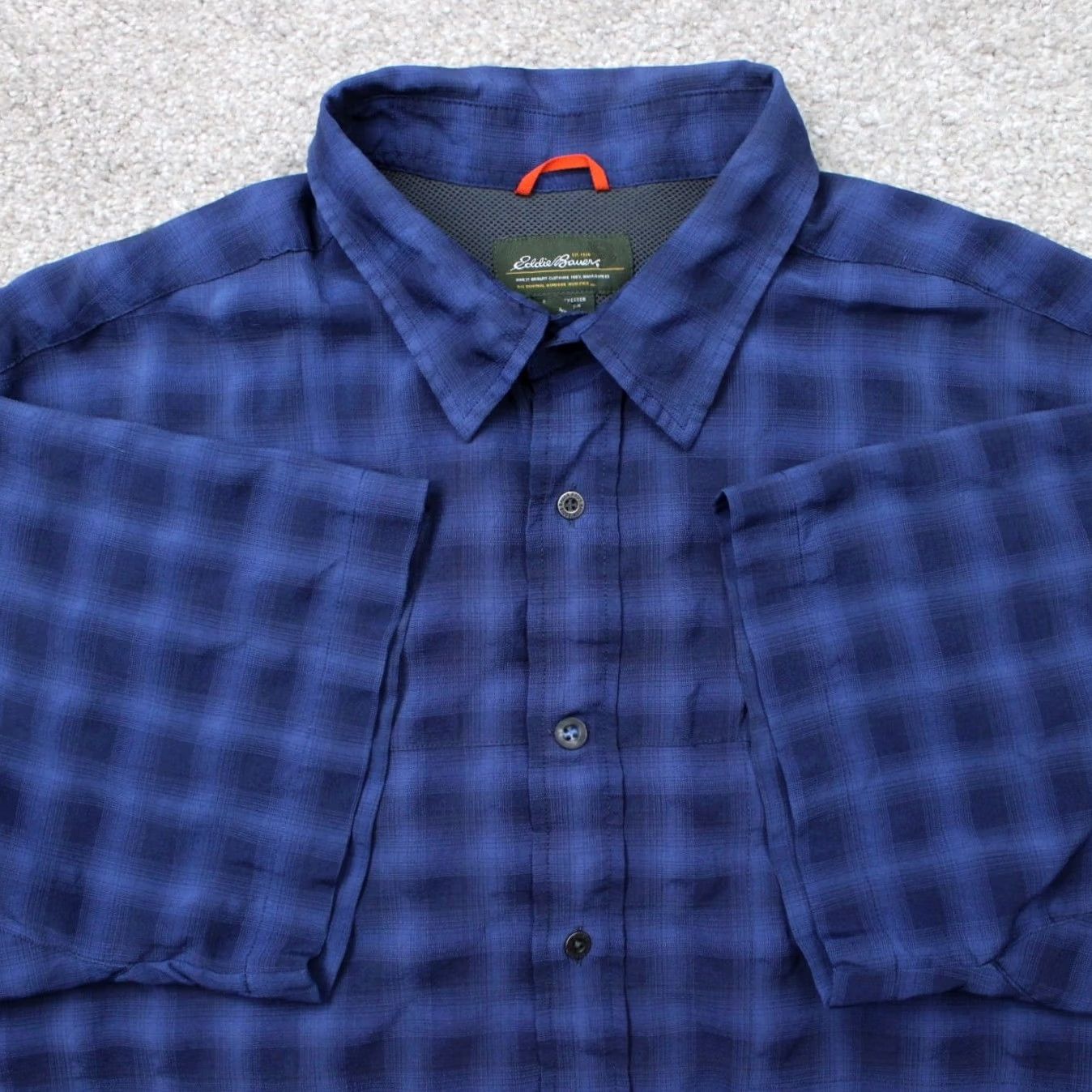 Eddie Bauer Eddie Bauer Shirt Men XL Tall XLT Blue Plaid Button-Up Short Sleeve Travel Workwear Casual Size US XL / EU 56 / 4 - 2 Thumbnail
