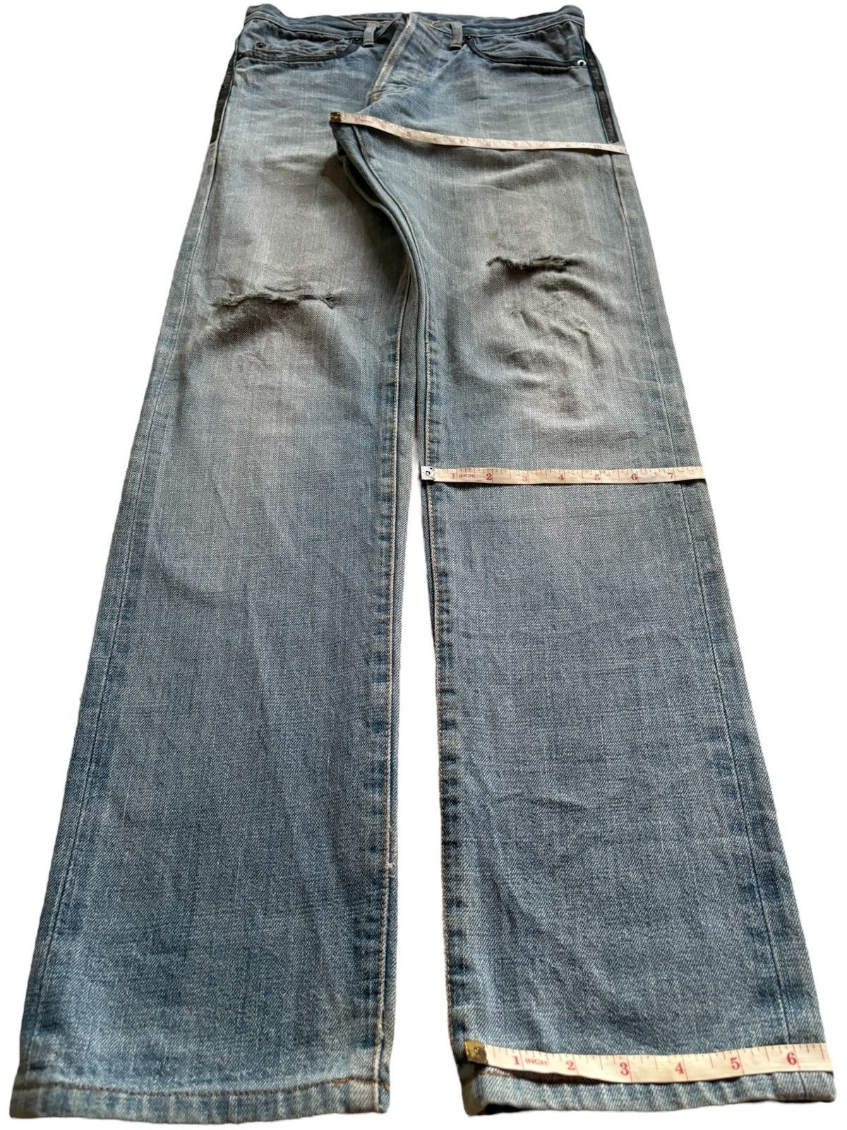 Designer × Japanese Brand Vintage Jack Henry Selvedge Mud Wash Distressed Ripped Jean Size US 30 / EU 46 - 15 Thumbnail