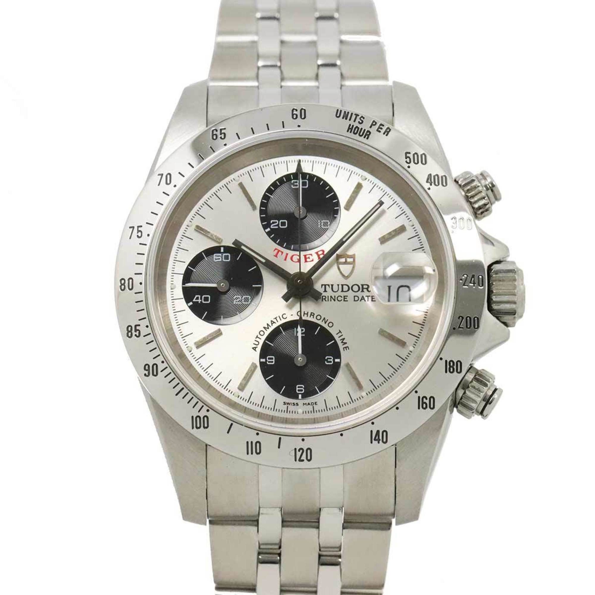 Tudor Chrono Time Tiger Prince Date 79280P Men's Watch Silver Automatic Self-Winding Time in Black