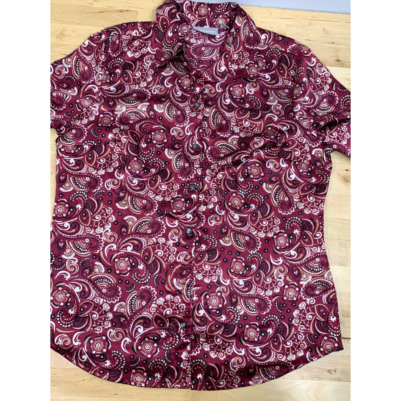 Croft & Barrow Croft & Barrow Button-Up Shirt Womens Long Sleeve Paisley 100% Polyester Multicolor Casual Size M / US 6-8 / IT 42-44 - 2 Thumbnail