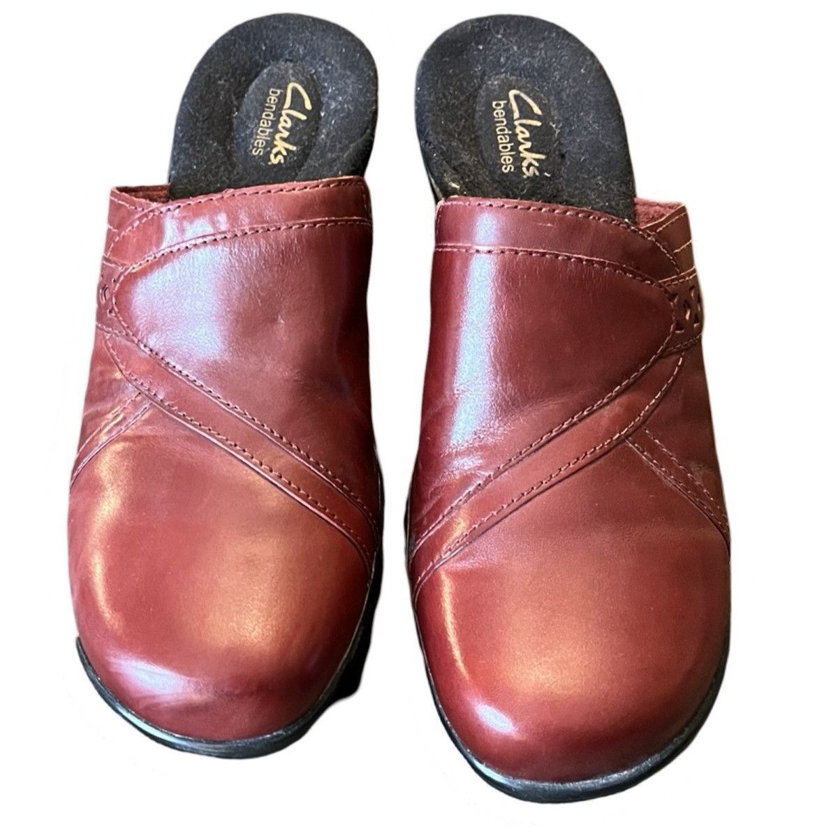 Clarks Clarks April Bayberry Red Leather Wedge Mules Sz 9 Size US 9 / IT 39 - 2 Thumbnail
