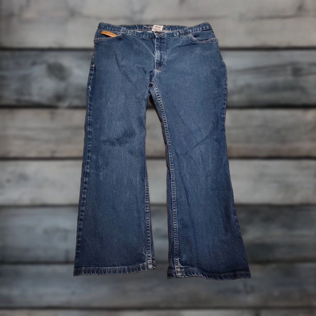Denime VINTAGE Texas Jeans Women's Jean Size 18 Bootcut Dark Blue Denim Stretch High Rise 5-Pocket US Made Size 40" / US 18 - 1 Thumbnail