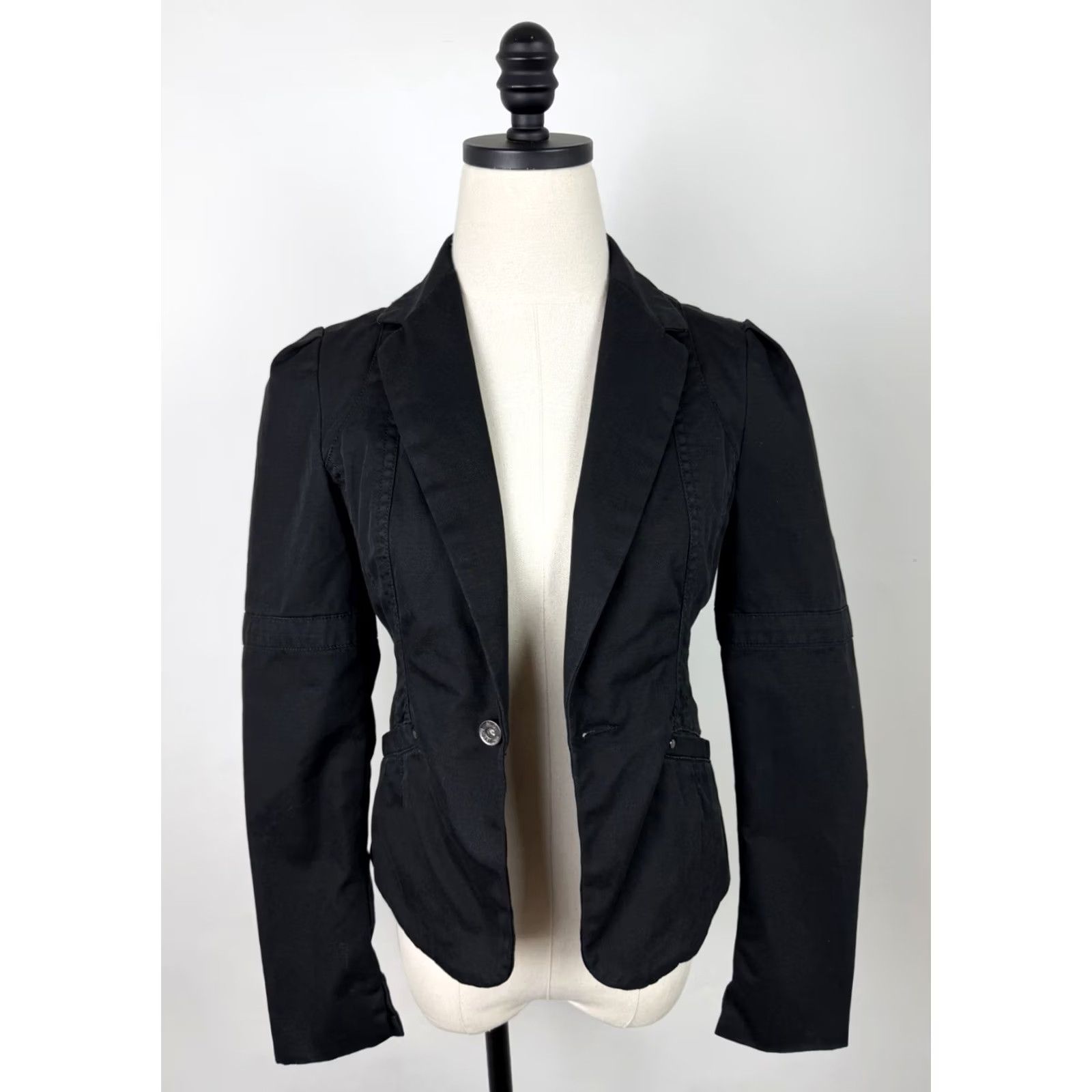 VINTAGE Diesel Jacket Womens XS Black Puff Sleeve Short Front
