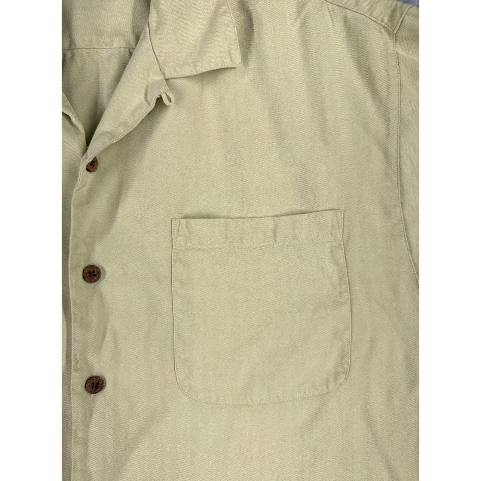 Tommy Bahama Tommy Bahama Shirt Men Large Yellow 100% Silk Button Up Short Sleeve Herringbone Size US L / EU 52-54 / 3 - 6 Thumbnail