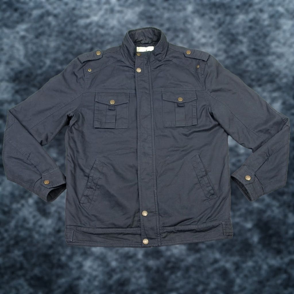 Vintage Wenven Jacket Mens Regular Medium Blue Military Jacket Full Zip Lined Pockets Winter Casual Size US M / EU 48-50 / 2 - 1 Thumbnail