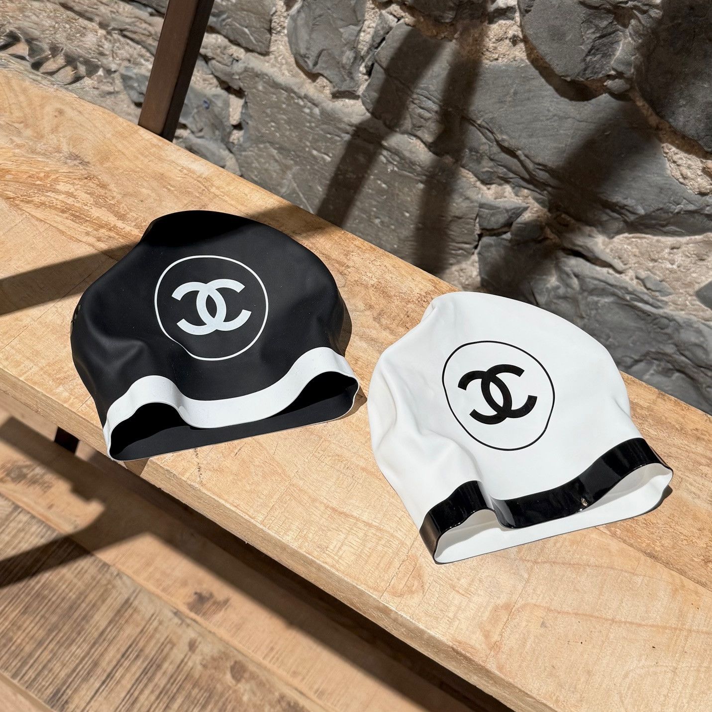 Chanel Chanel SS24 Set of 2 Black White CC Silicone Swim Caps Size ONE SIZE - 10 Thumbnail