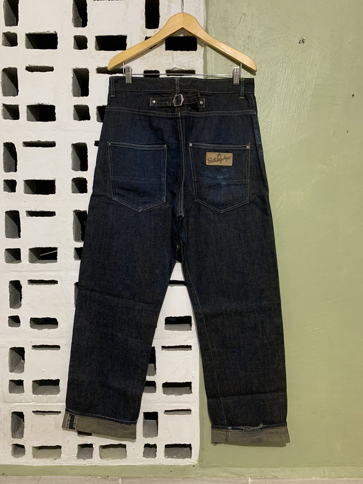 Bape Vintage A Bathing Ape - Buckle Back Selvedge Denim Size US 33 - 1 Thumbnail