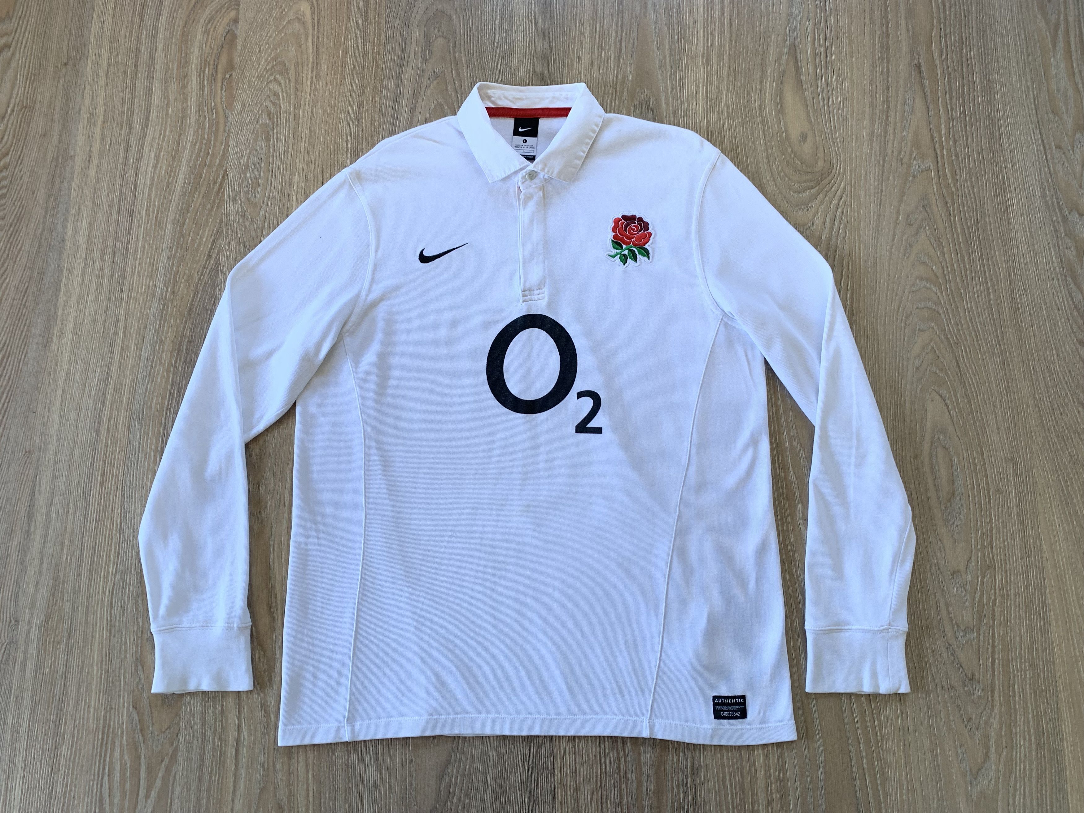 Nike × Vintage Nike England O2 Long Sleeve Cotton Rugby Jersey Size US L / EU 52-54 / 3 - 2 Thumbnail