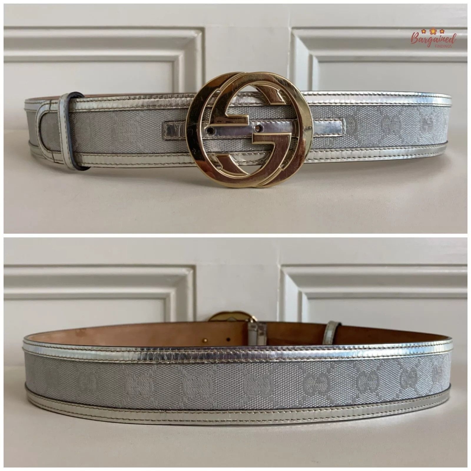 Gucci Gucci Monogram Leather Gold Interlocking G Buckle Belt Size 32 - 7 Thumbnail