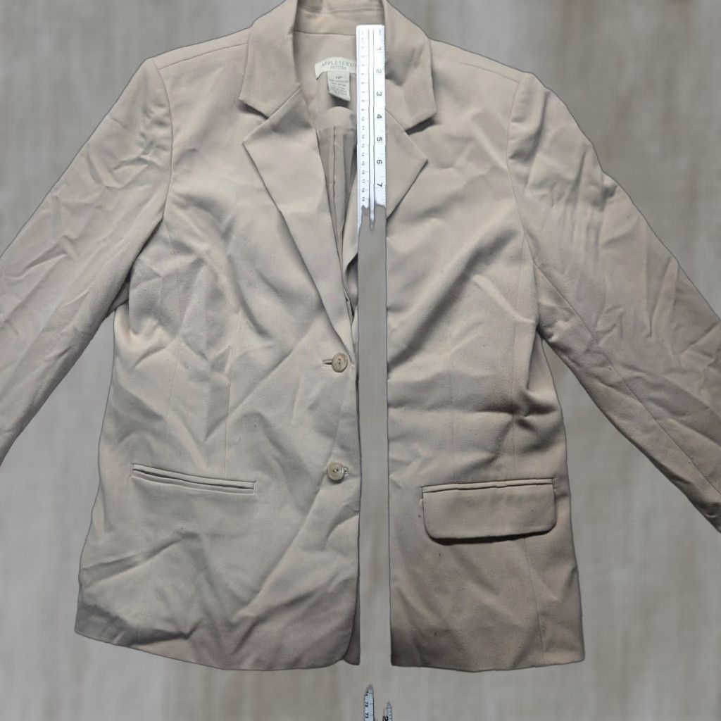 Vintage Appleseed's Jacket Women 14P Petite Tan Beige Coat Short 3/4 Sleeve Business Casual Brown Cotton Blend Lining Polyester Vintage No Size XL / US 12-14 / IT 48-50 - 1 Thumbnail