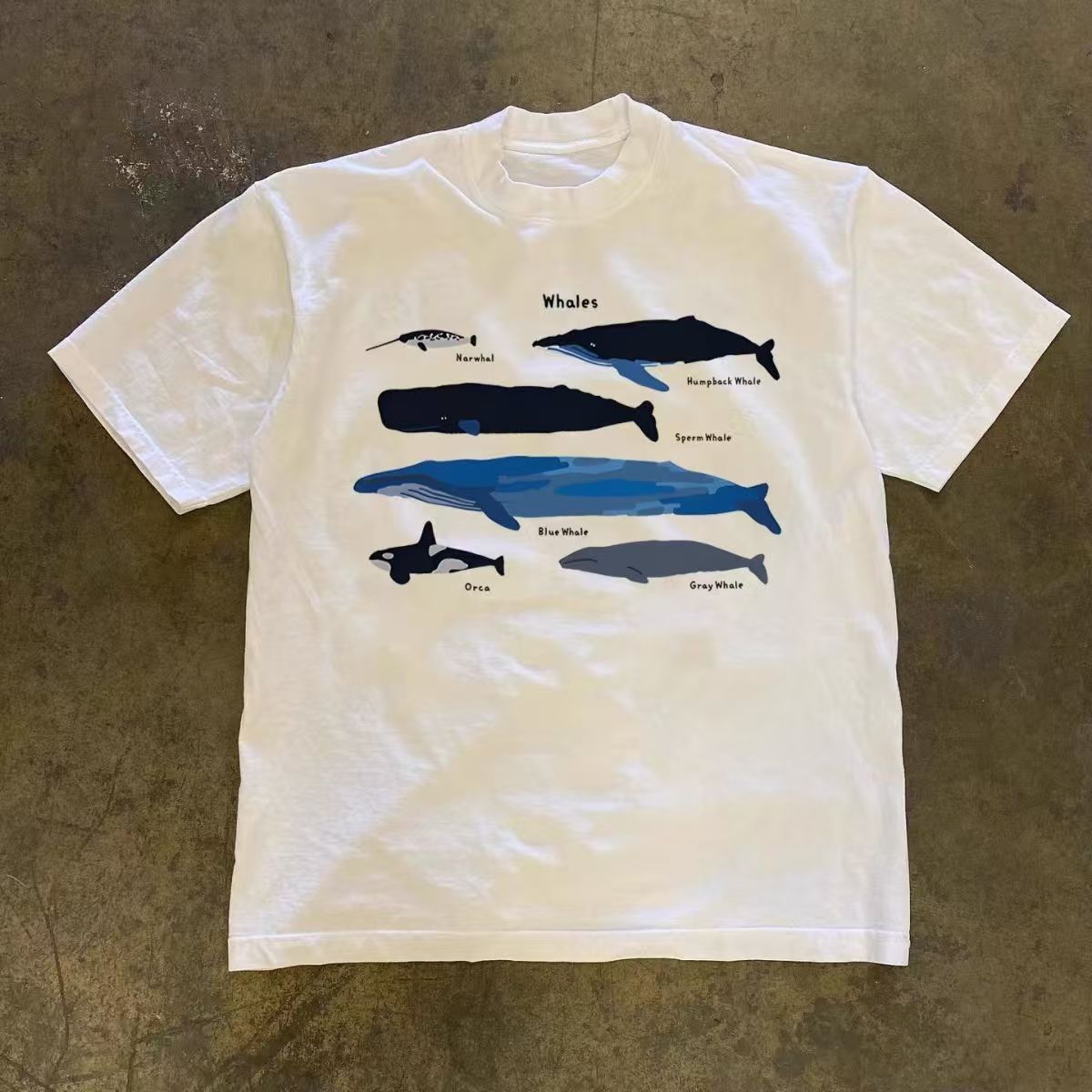 Vintage White Vintage Whale-Print Cotton T-Shirt Size US M / EU 48-50 / 2 - 1 Thumbnail