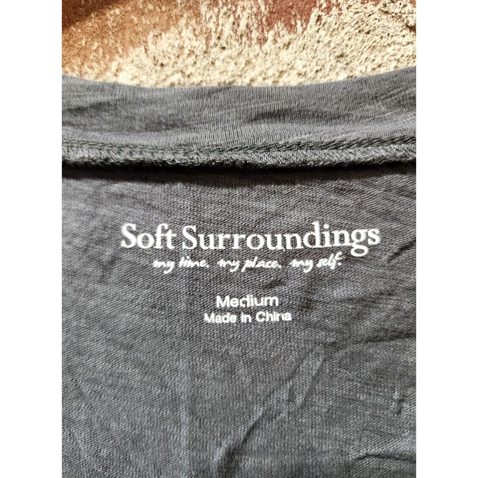Soft Surroundings Soft Surroundings Womens Gray Top Beach Life 3/4 Sleeve Pullover Shirt Tunic 29" M Gray Womens Size M / US 6-8 / IT 42-44 - 3 Thumbnail