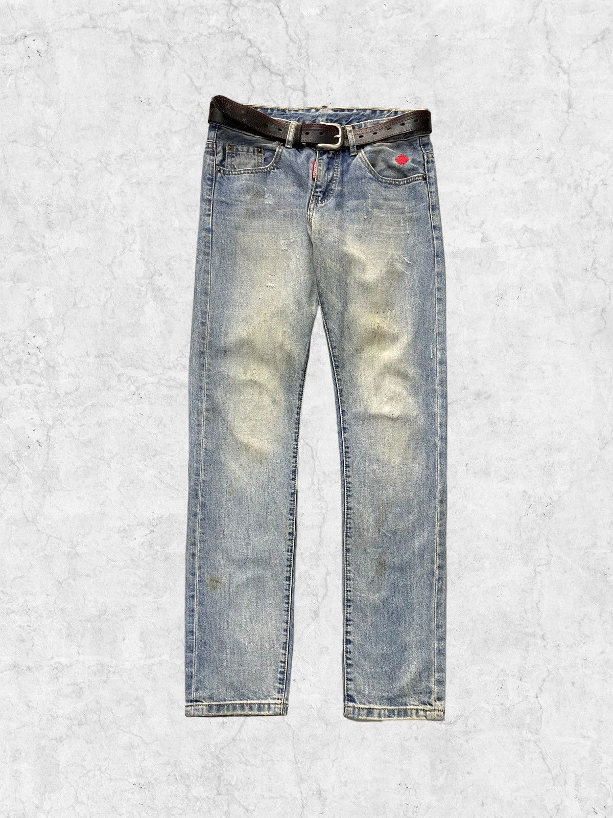 Dsquared2 × Vintage Designer Dsquared2 Canada Small Logo Denim Wih Leather Belt Size US 31 - 1 Thumbnail