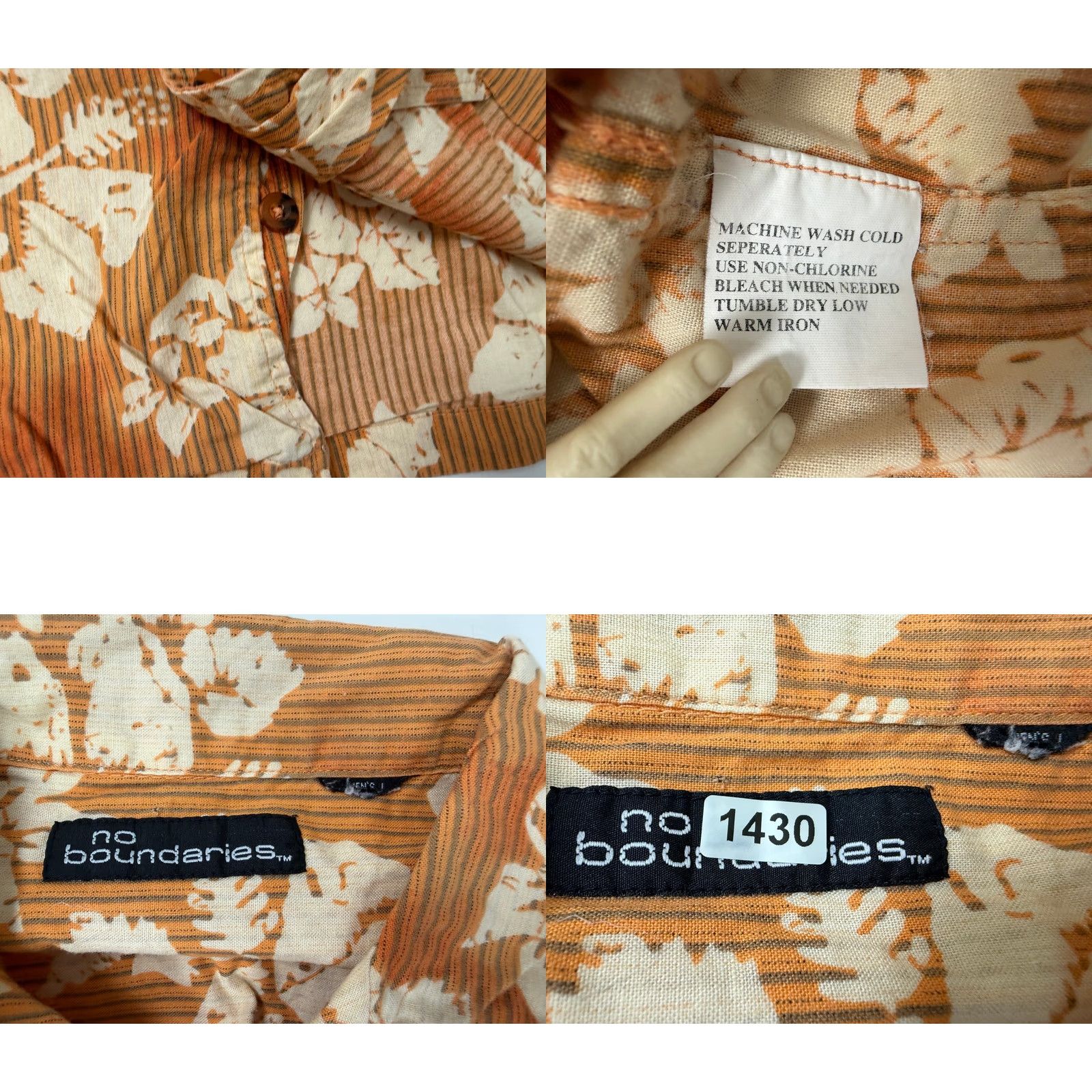 Vintage VINTAGE No Boundaries Shirt Men L Orange Floral Hawaiian 90s 2000s Patch Pockets Short Sleeve Button-Up Collared Beach Hipster Casual Travel Size US L / EU 52-54 / 3 - 9 Thumbnail