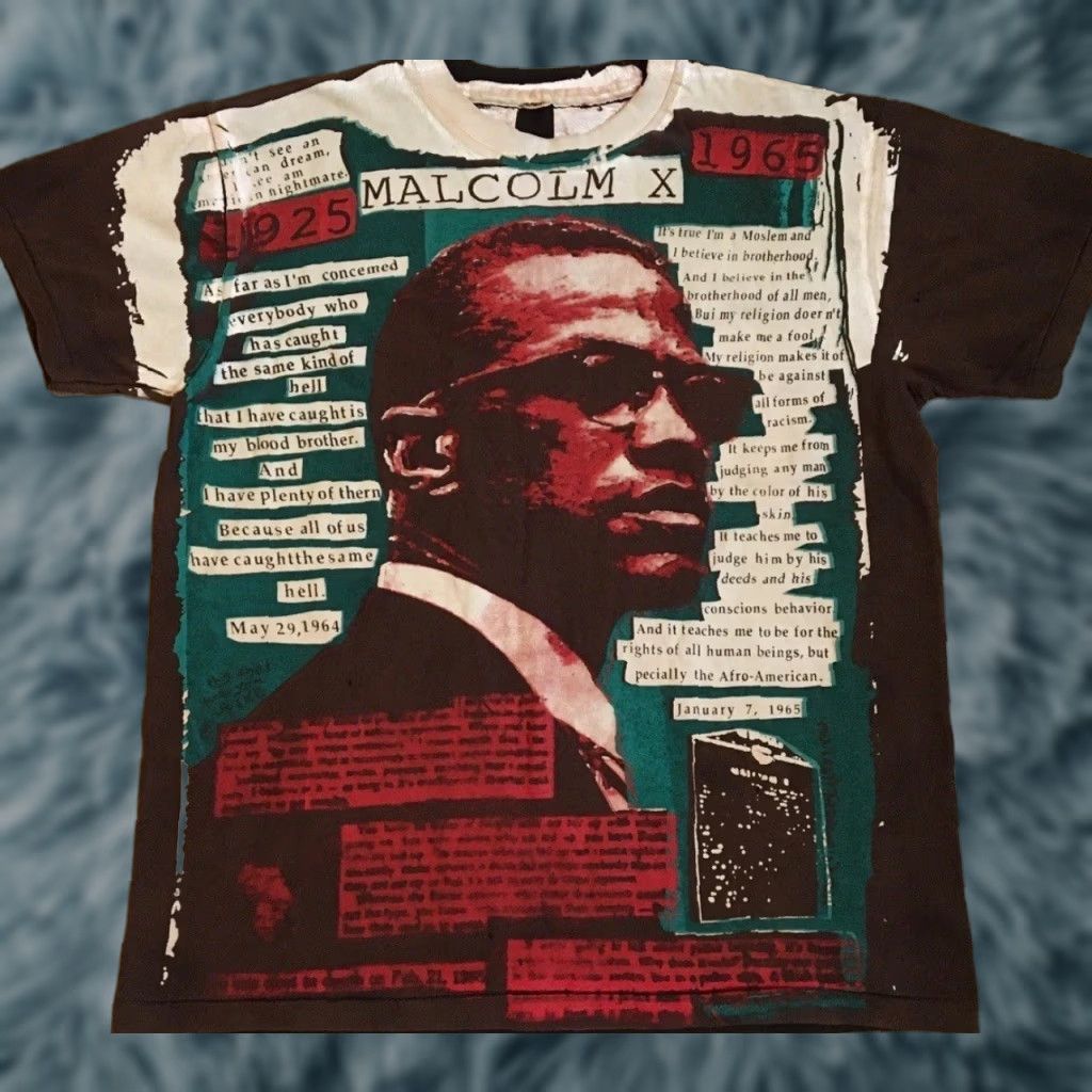 Vintage VINTAGE Malcolm X Mosquitohead Boot Faded All Over Print Shirt XL Black History 90s MLK Grunge USA Men T-Shirt Cotton Short Not sure. Size US XL / EU 56 / 4 - 1 Thumbnail