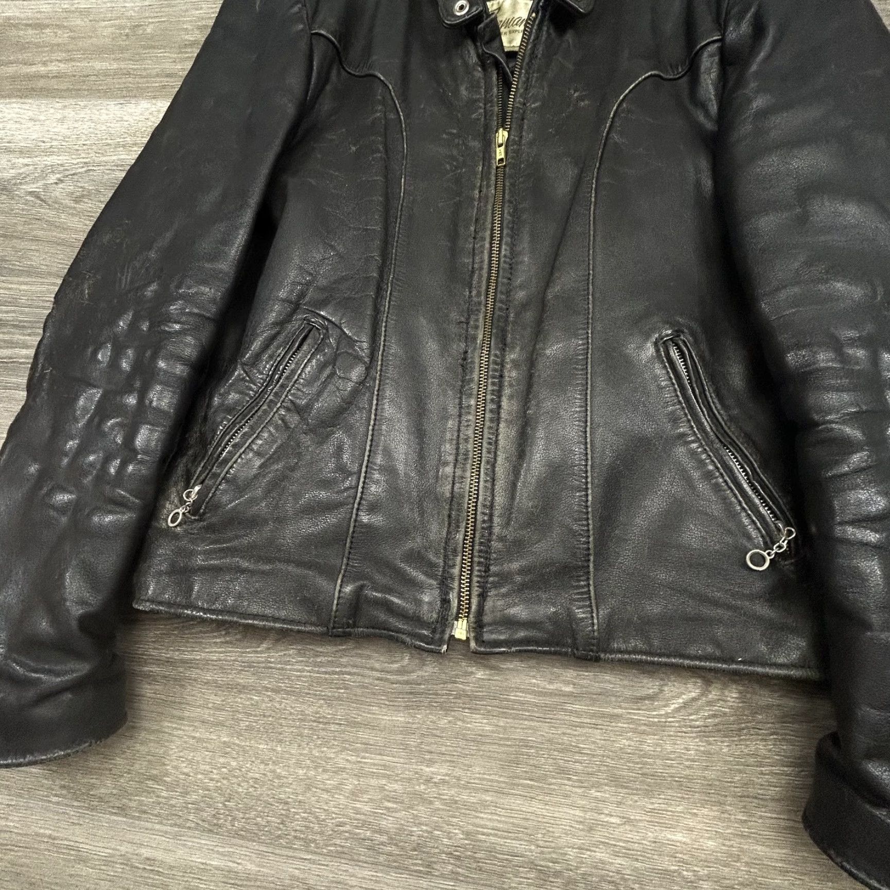 Ben Sherman VINTAGE Bermans Leather Jacket Mens 38 Medium Black Motorcycle Biker Size US XXS / EU 40 - 5 Thumbnail