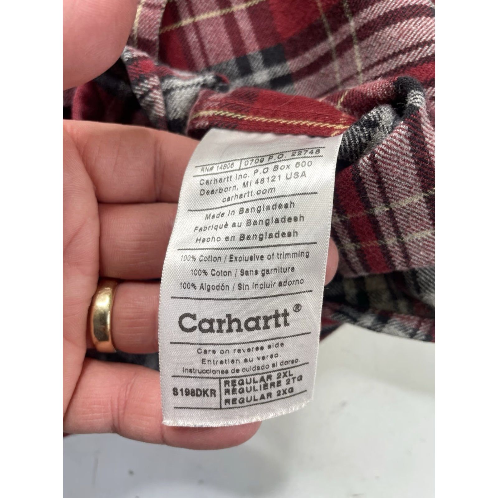Carhartt Carhartt Shirt Mens 2XL Dark Red Heavy Flannel Button Up Outdoor Workwear S198 Size US XXL / EU 58 / 5 - 7 Thumbnail